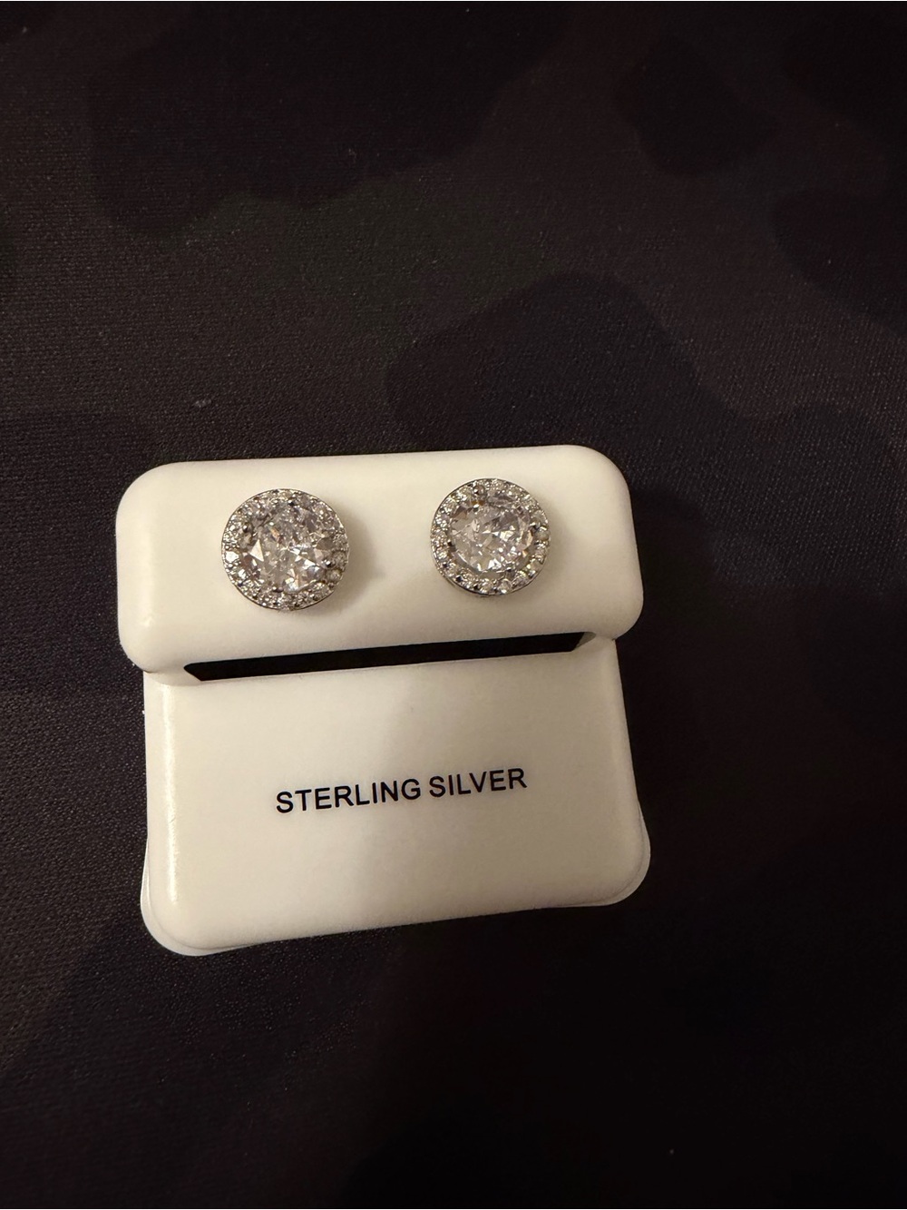 925 Sterling Silver Moissanite Halo Stud Earrings, new!
